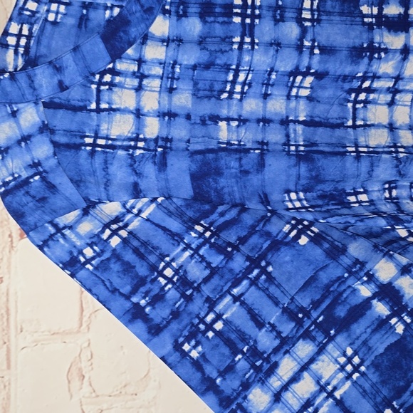 NYDJ Blue/White Watercolor Button 3/4 Sleeve Flowy Blouse Boho Chiffon Size 3x - Picture 4 of 16